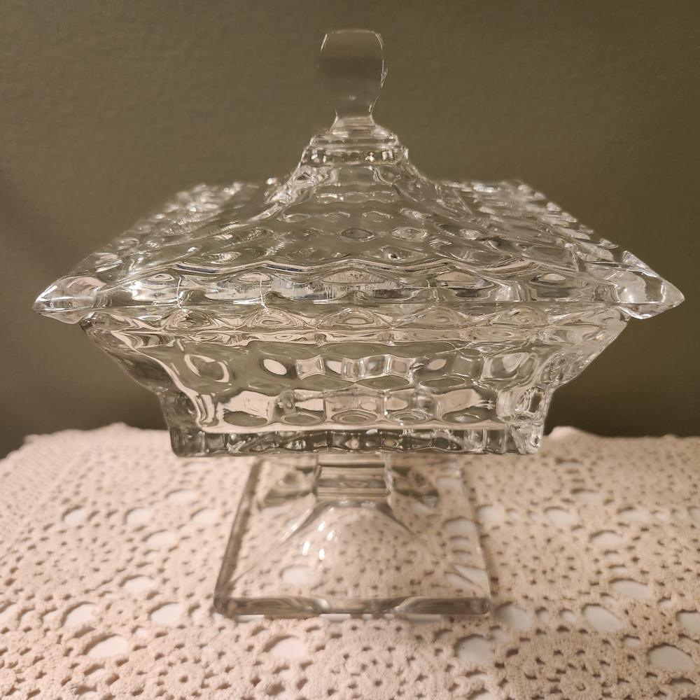 VTG Fostoria American Clear Wedding Bowl With Lid /Candy Dish/Compote HEAVY! - Picture 7 of 16